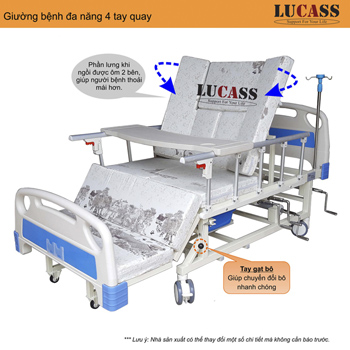 Giường Bệnh Nhân 4 Tay Quay Đa Năng Lucass GB-C41