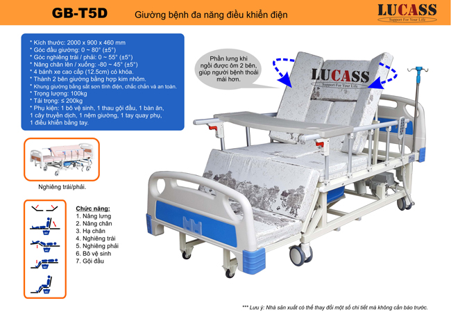 Giường Điện Cơ Đa Chức Năng Lucass GB-T5D